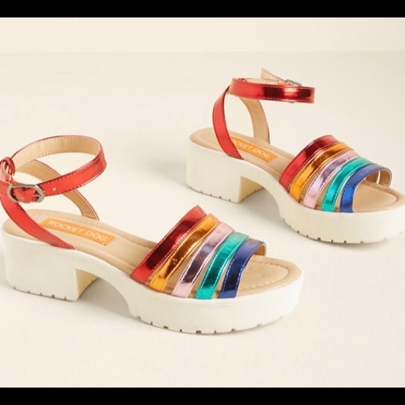 rocket dog rainbow platform sandals